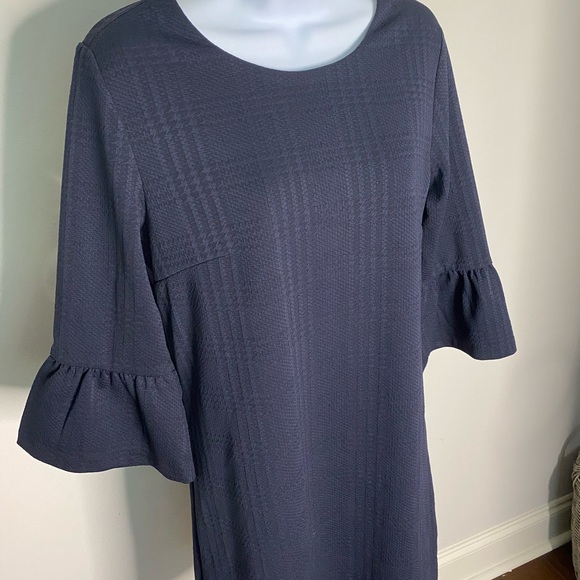 BANANA REPUBLIC PLAID BELL SLEEVE STRETCH SHIFT DRESS - SMALL - Picture 2 of 3